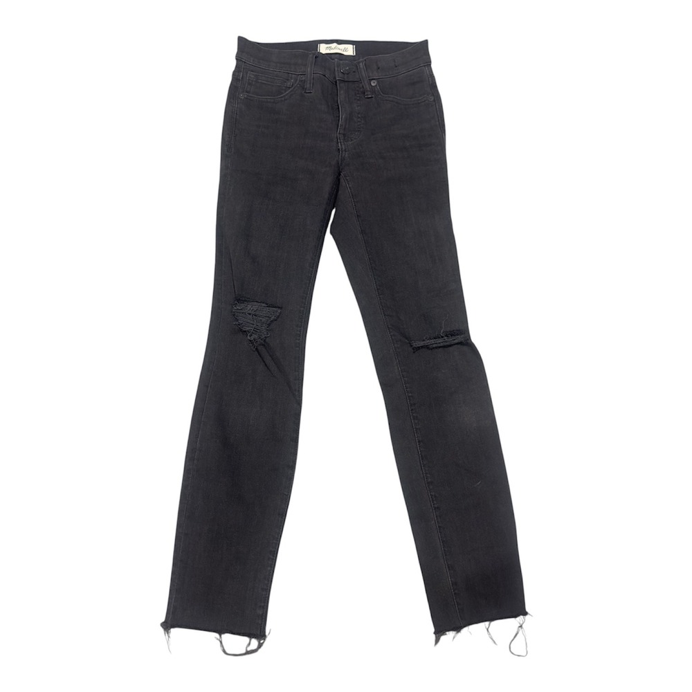 Madewell‎ 9 High-Rise Skinny Jeans Black Distressed Raw Hem 24S